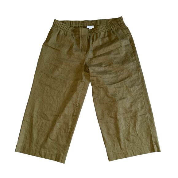 J. Jill Olive Green Linen Blend Cropped Capri Wide Leg Pull-On Pants Size XLP - Picture 1 of 8
